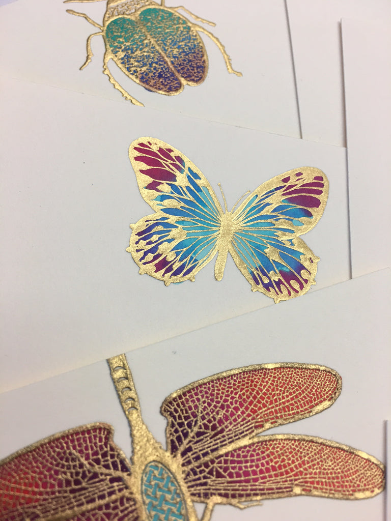Assorted Bugs Hand Painted Place Cards (butterfly, scarab, ladybug and dragonfly) |  Set of 8