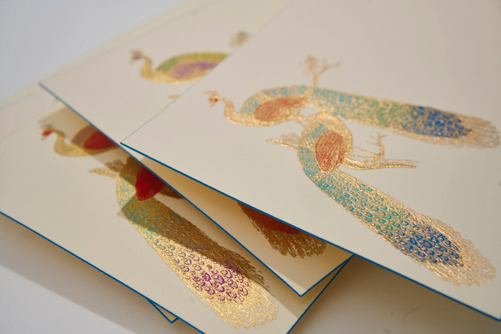 Peacocks Hand-Painted Notecards | Set of 8