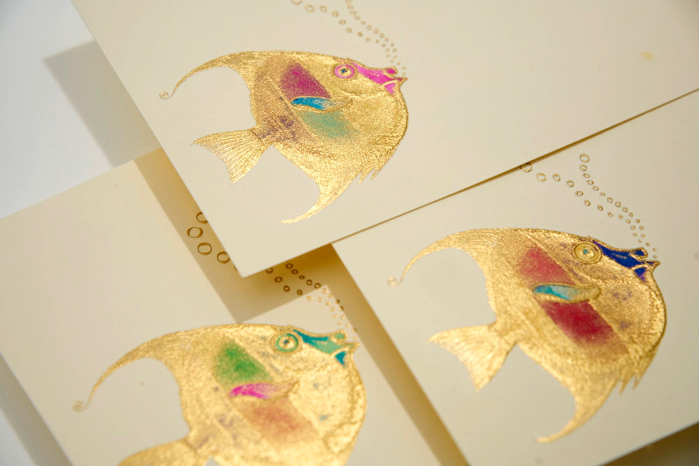 Fish With Bubbles Hand-painted Notecards | Set of 8