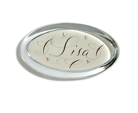 Customized Cream Oval CLASSIC STYLE CALLIGRAPHY Paperweight