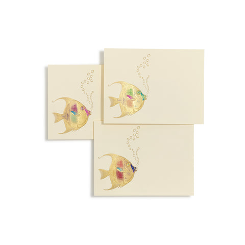 Fish With Bubbles Hand-painted Notecards | Set of 8